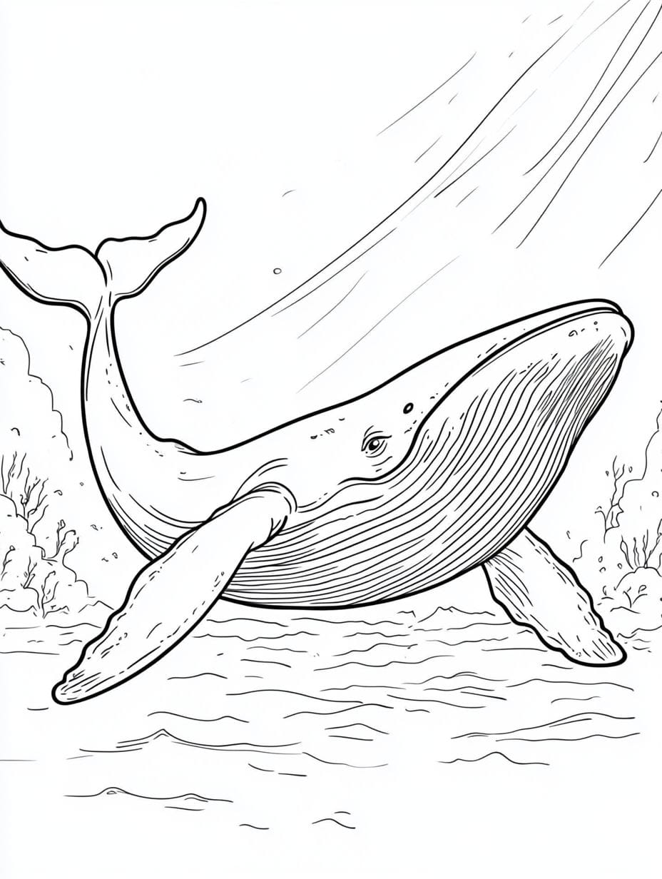 Coloriage Le Voyage Des Baleines A Travers L Ocean