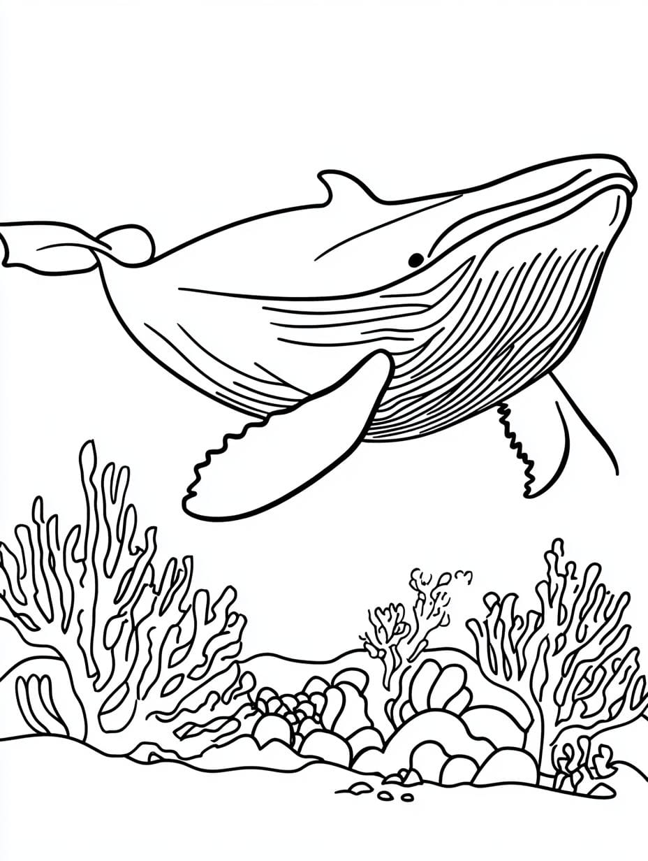 Coloriage L Ecosysteme Des Baleine Et Des Recifs Coralliens