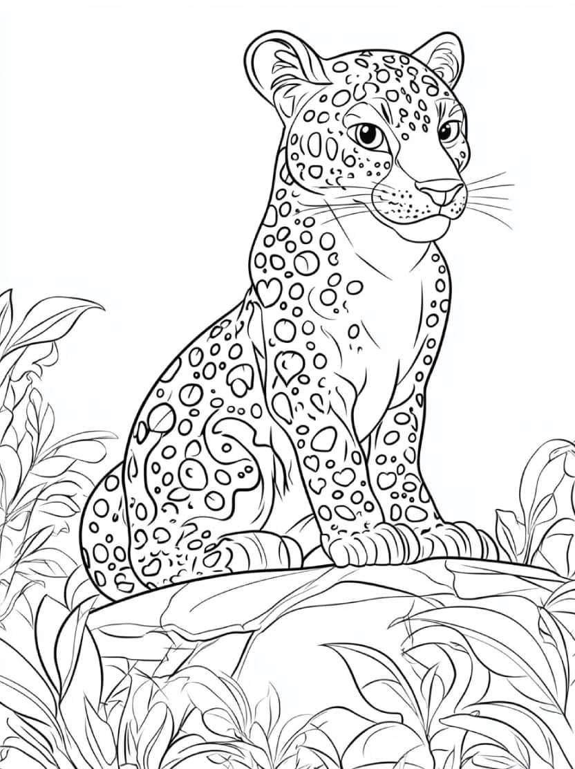 Coloriage Leopard Artistique Gratuit