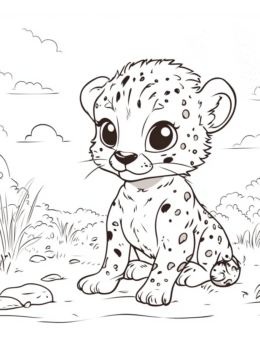 Coloriage Leopard Bebe Adorable