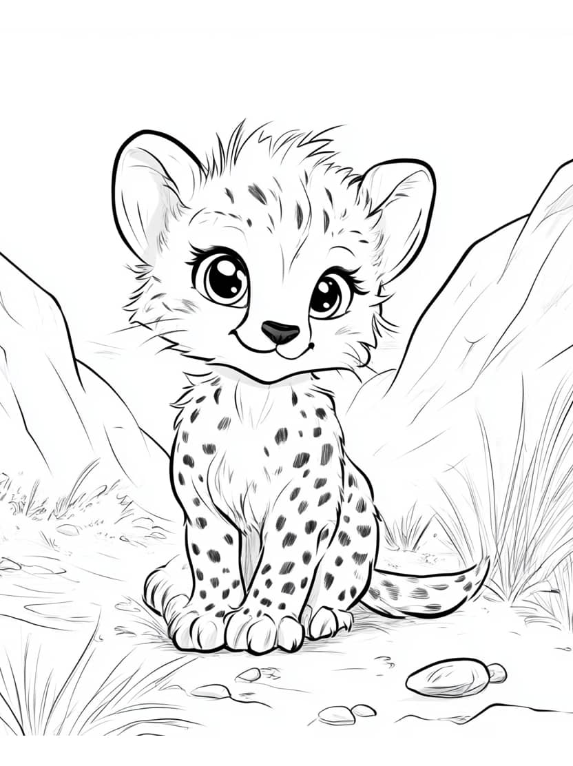 Coloriage Leopard Bebe