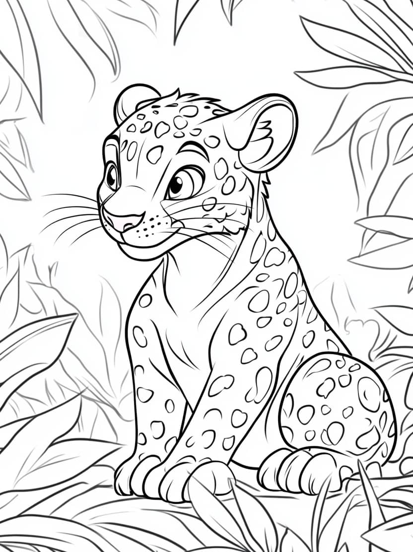 Coloriage Leopard Dans La Foret Artistique