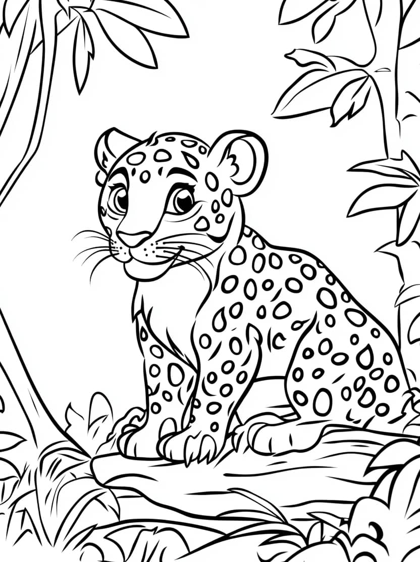 Coloriage Leopard Dans La Foret Gratuit