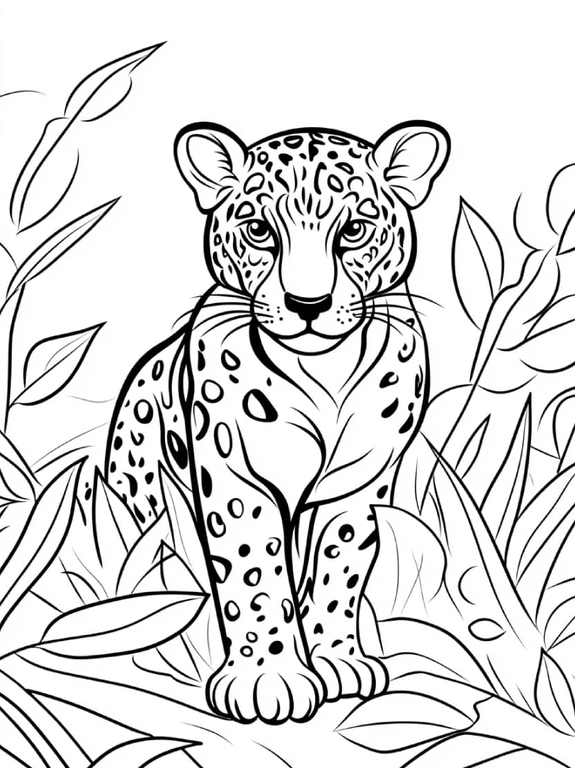 Coloriage Leopard Dans La Foret