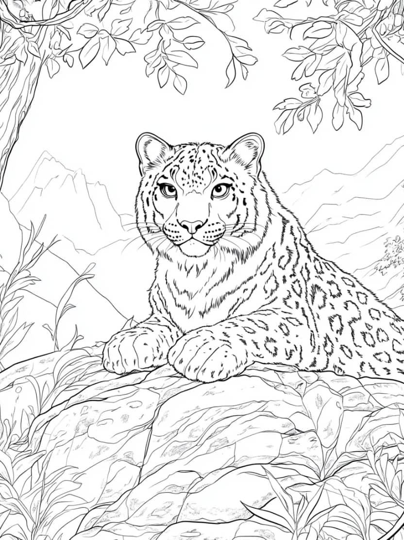 Coloriage Leopard Majesteux