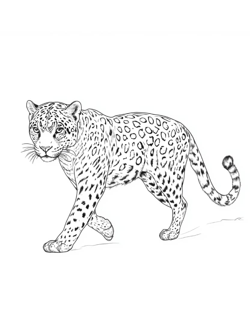 Coloriage Leopard Simple Et Gratuit Pour Enfant