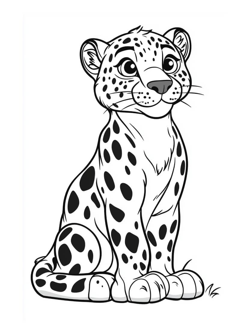 Coloriage Leopard Simple Pour Enfant