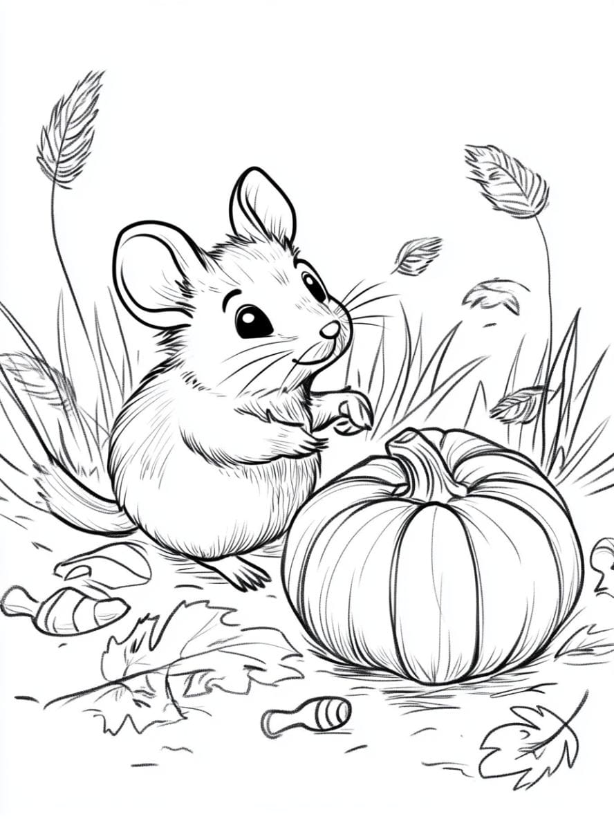 Coloriage Les Souris Et Les Citrouilles Sur Le Terrainhippocampe De Noel Pour Colorier