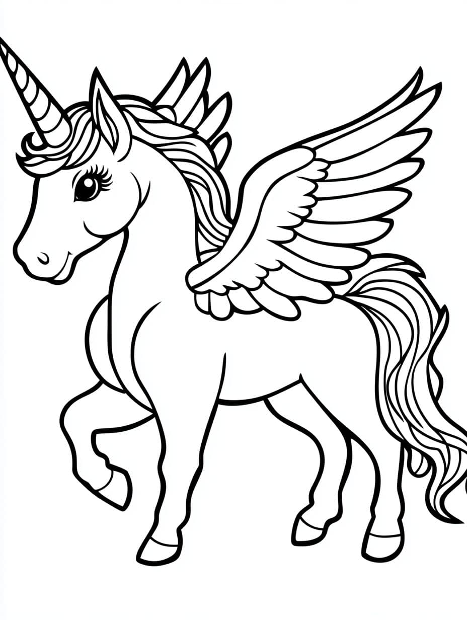 Coloriage Licorne Artistique Avec Ailes