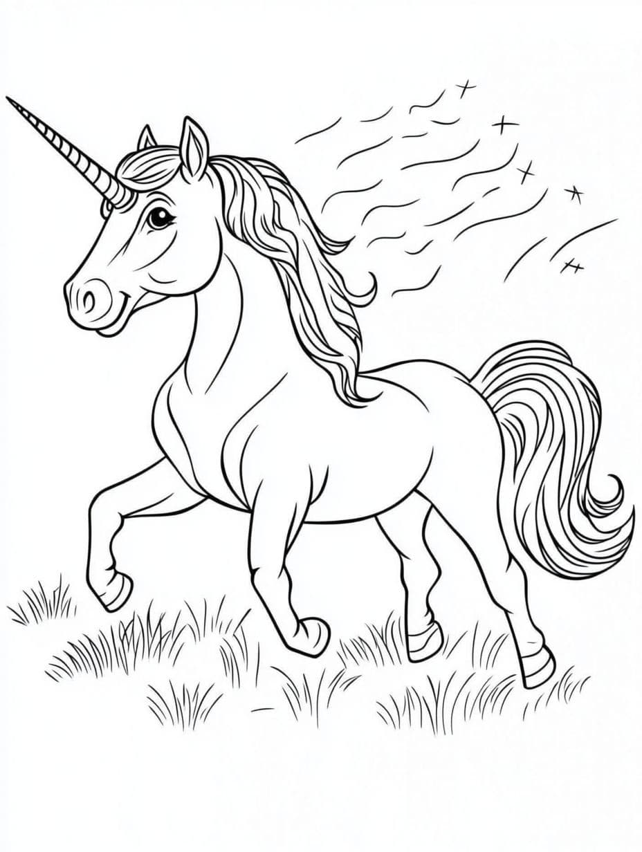 Coloriage Licorne En Train De Courir