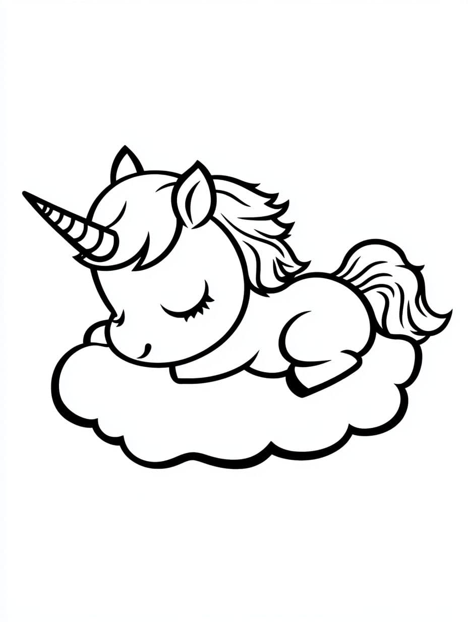 Coloriage Licorne En Train De Dormir