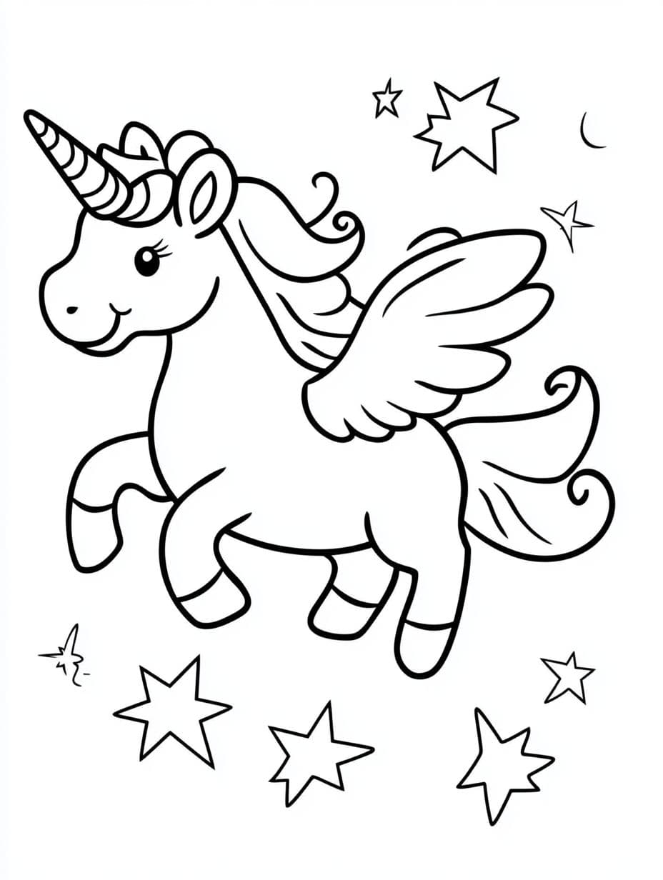 Coloriage Licorne Mignonne En Vol