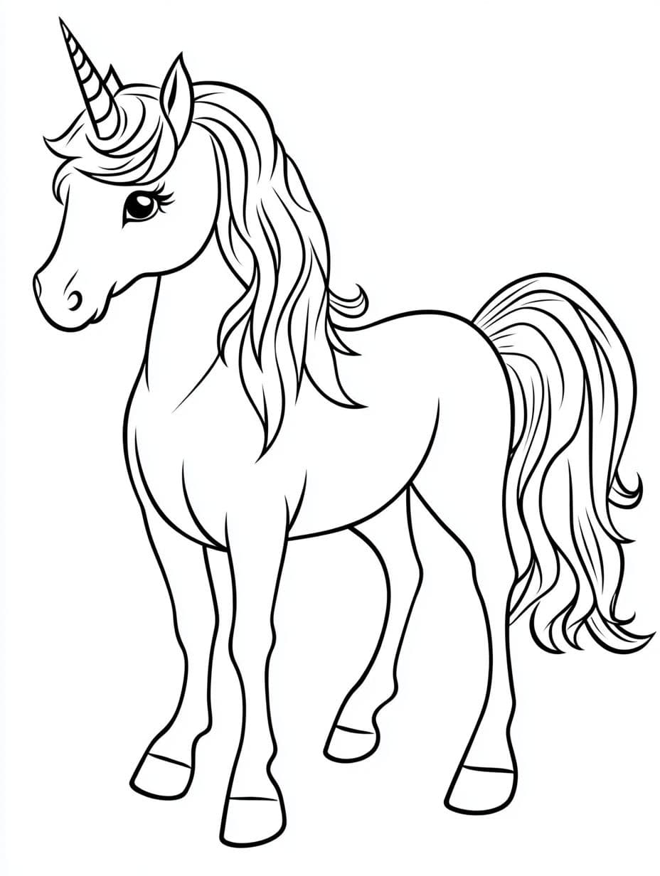 Coloriage Licorne Simple Gratuit