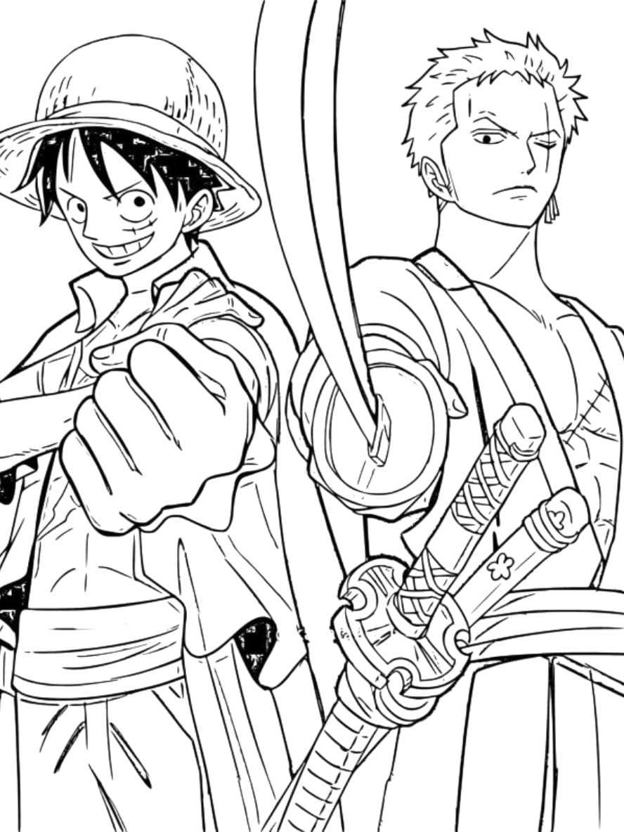 Coloriage Luffy Avec Le Camarade Zoro