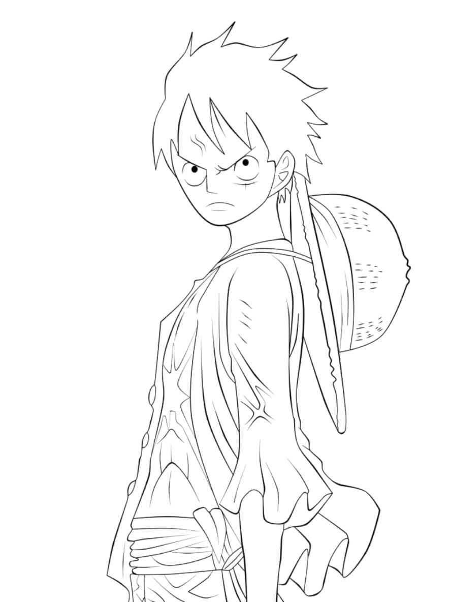 Coloriage Luffy Garcon Est Tres Malheureux