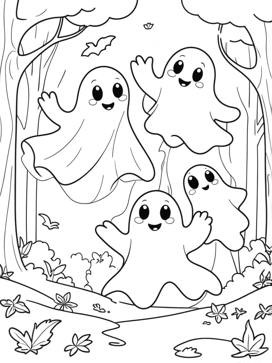 Coloriage Magique Halloween Amis Hante