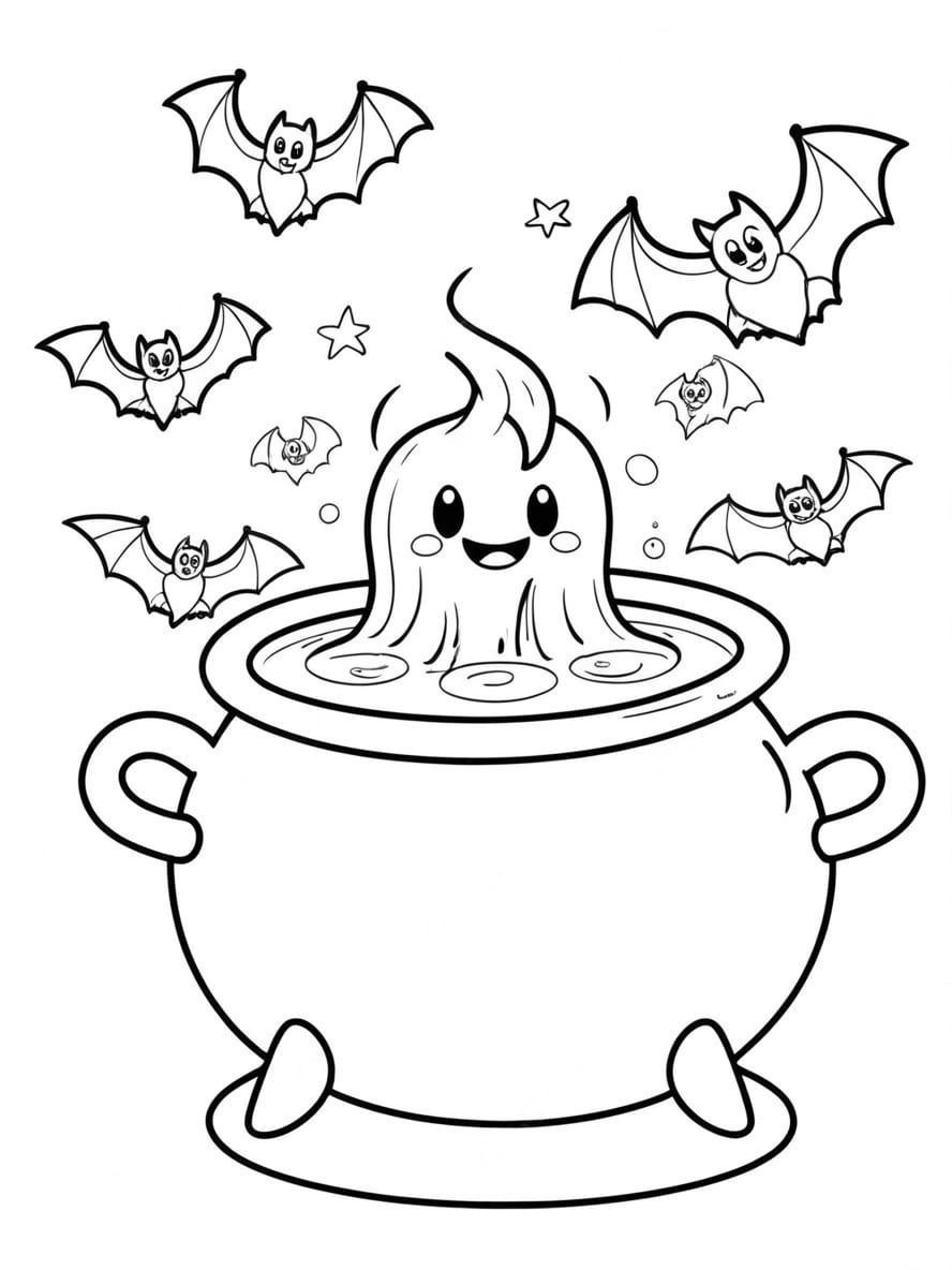 Coloriage Magique Halloween Monstre Et Chauve Souris