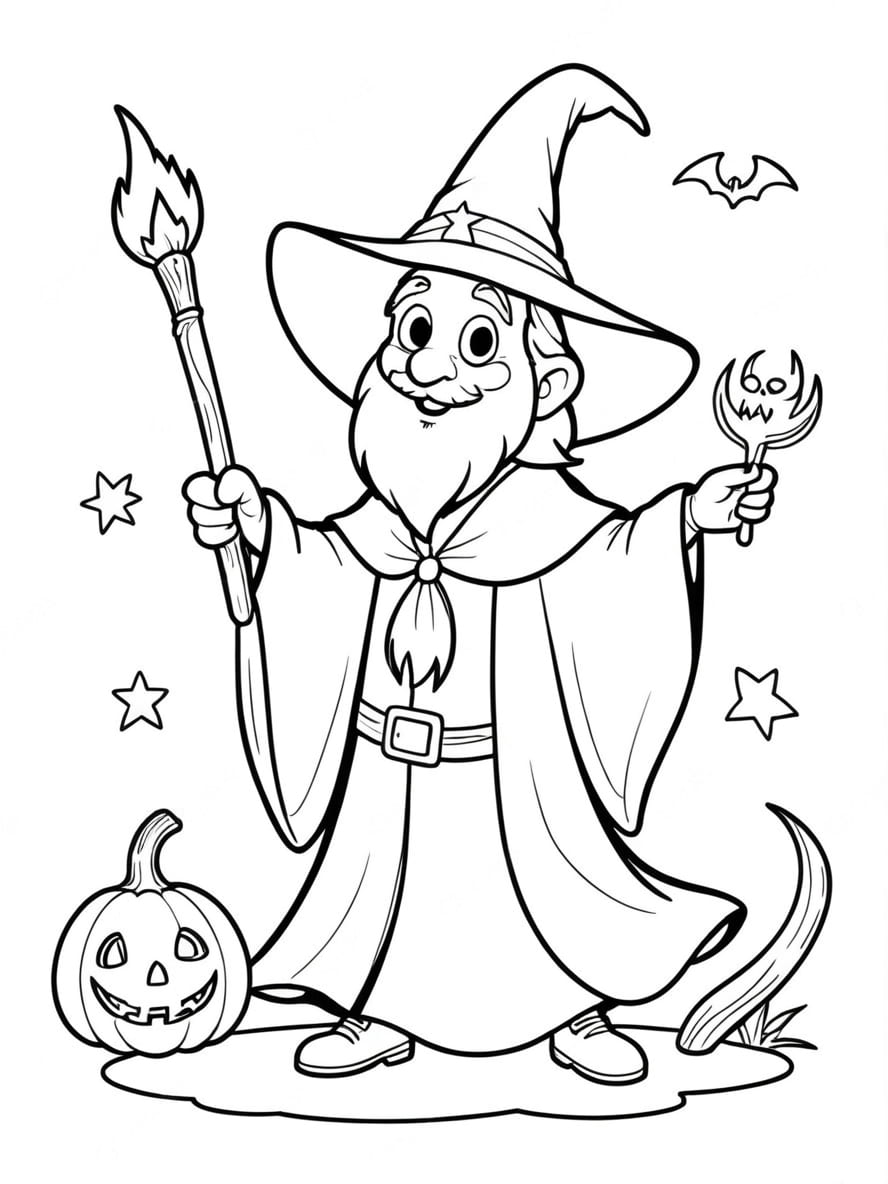 Coloriage Magique Halloween Sorcier