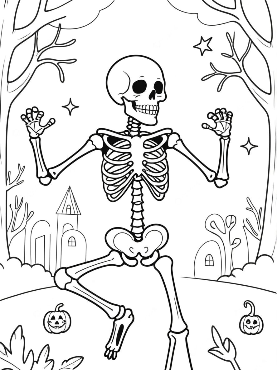 Coloriage Magique Halloween Squelette