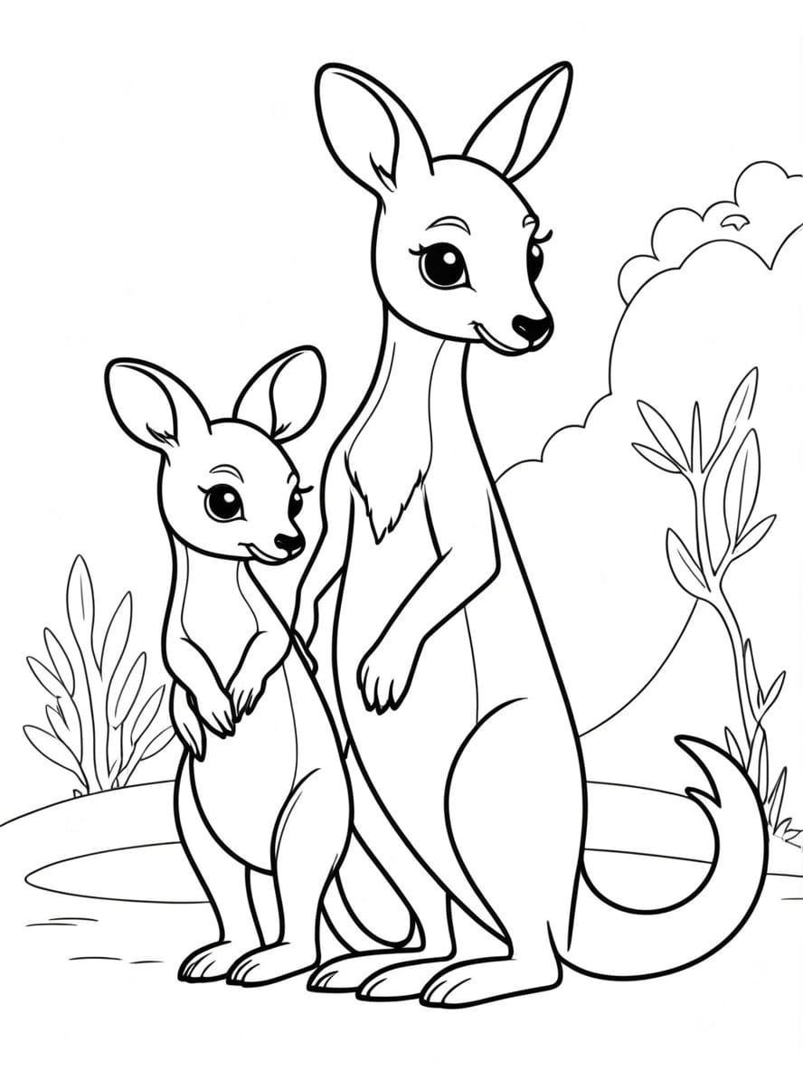 Coloriage Maman D Kangourou Et Son Joey S Amusent