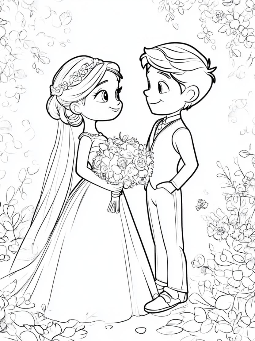 Coloriage Mariage Simple A Imprimer