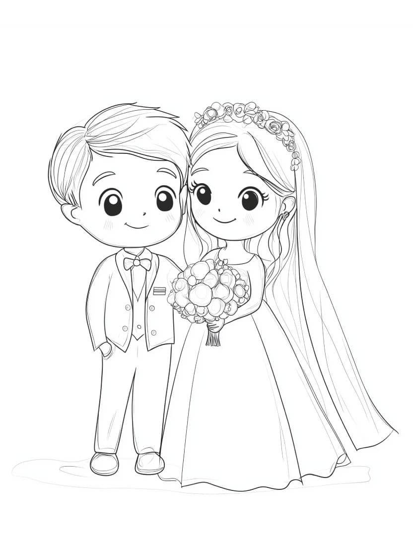 Coloriage Mariage Simple