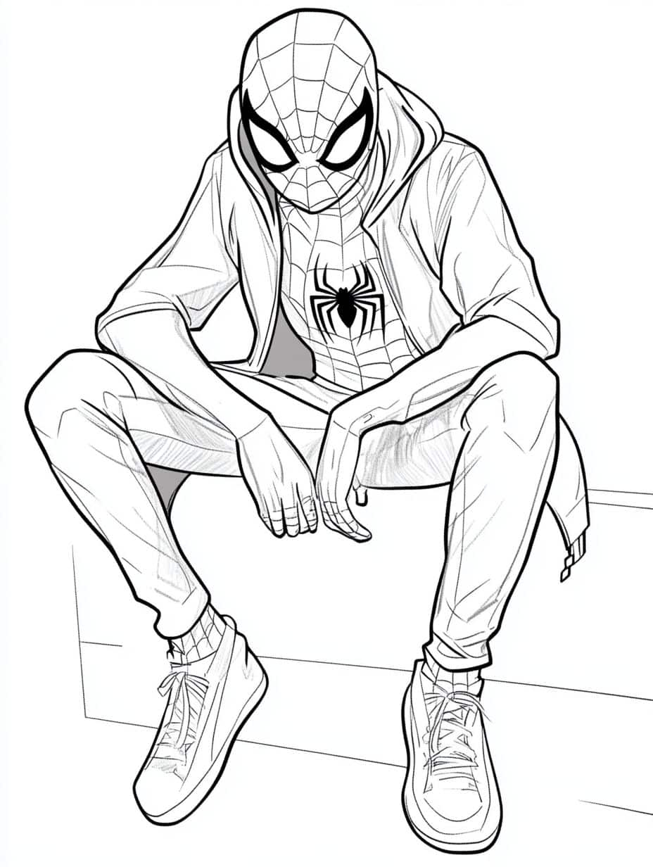 Coloriage Miles Morales Assis Gratuit