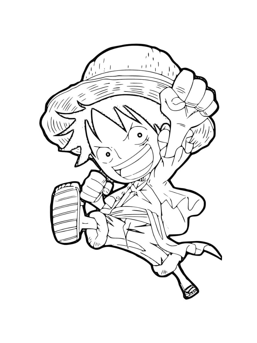 Coloriage Monkey D Luffy Chibivegeta Se Prepare A Se Battre