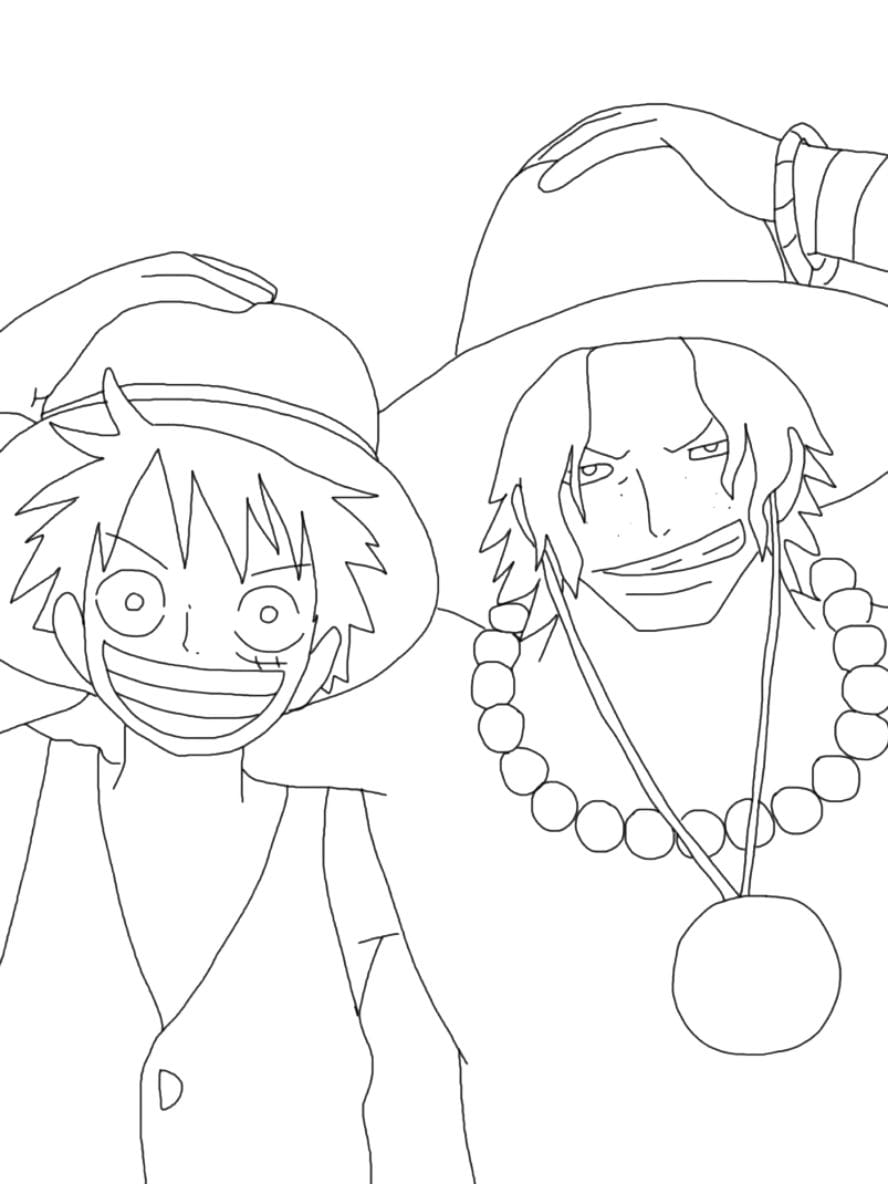 Coloriage Monkey D Luffy Et Portgas D Ace