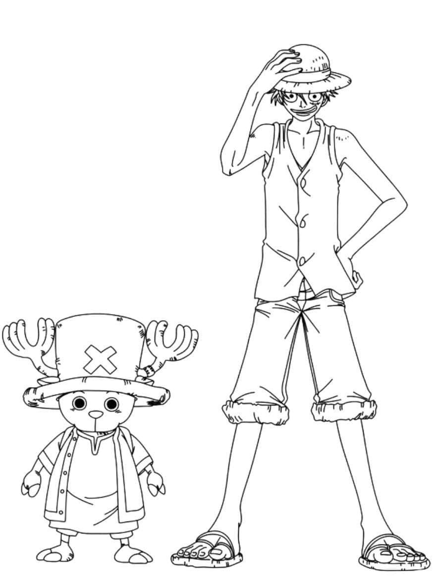 Coloriage Monkey D Luffy Et Tony Tony Chopper Reunis