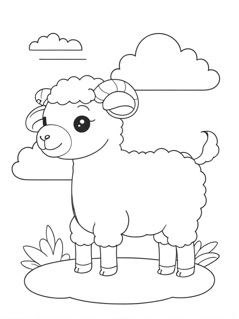 Coloriage Mouton Et Nuages Gratuit Pour Enfant