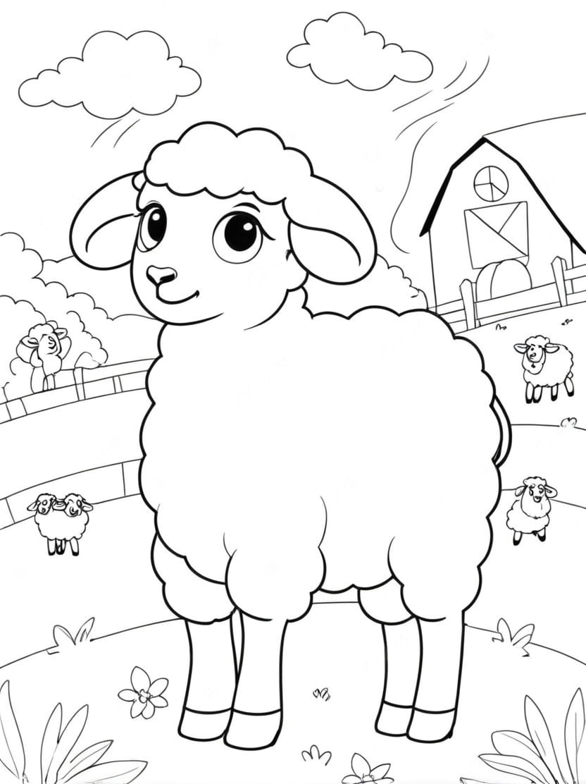 Coloriage Mouton Et Nuages Gratuit