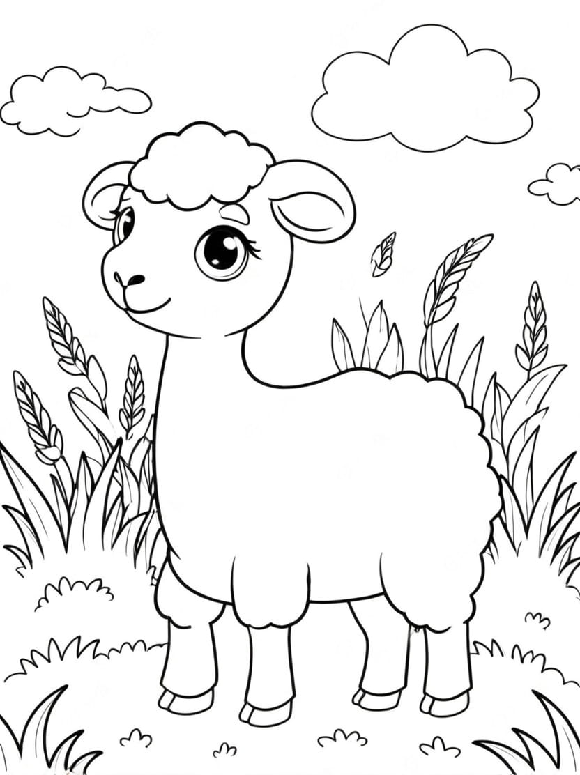 Coloriage Mouton Et Nuages Pour Enfant A Imprimer