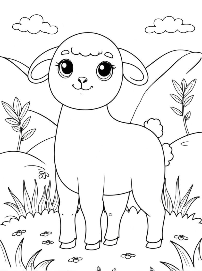 Coloriage Mouton Et Nuages Pour Enfant