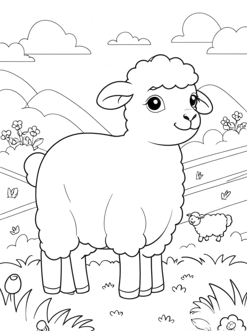 Coloriage Mouton Et Nuages