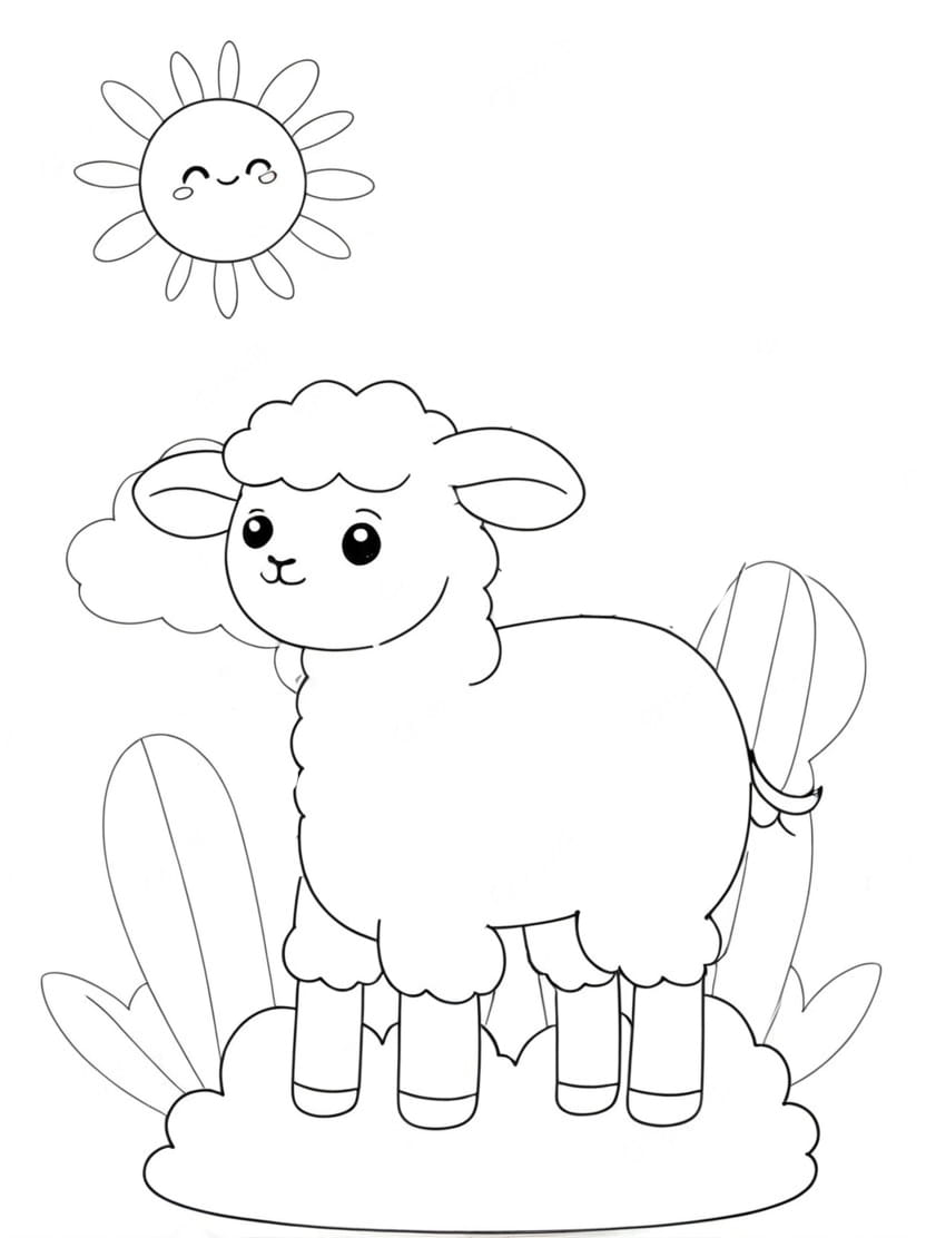 Coloriage Mouton Et Soleil