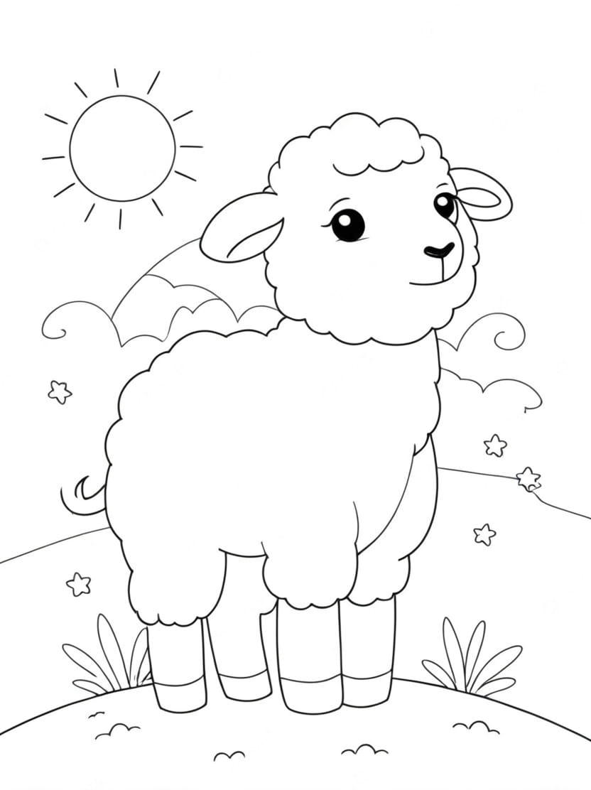 Coloriage Mouton Soleil Simple