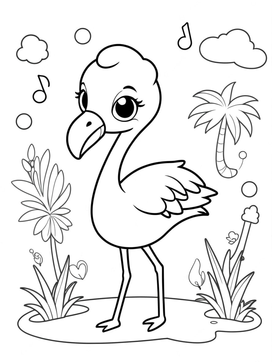 Coloriage Musique De Flamingo Chibi