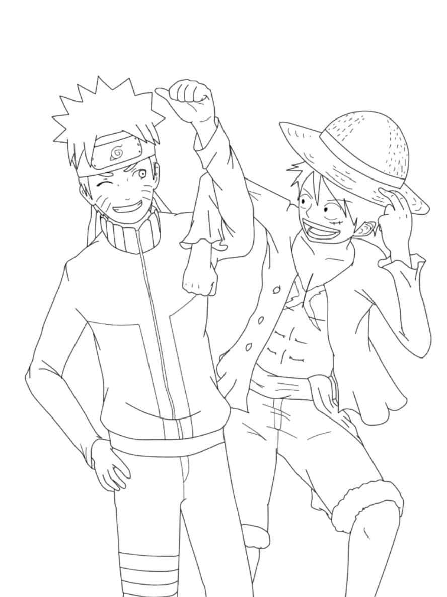 Coloriage Naruto Et Monkey D Luffy