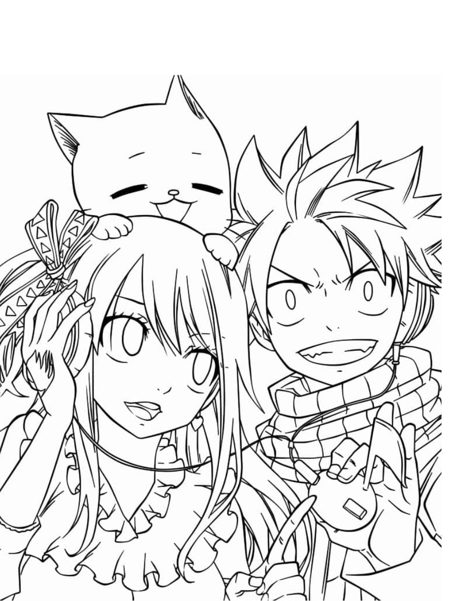 Coloriage Natsu Et Lucy Et Happi