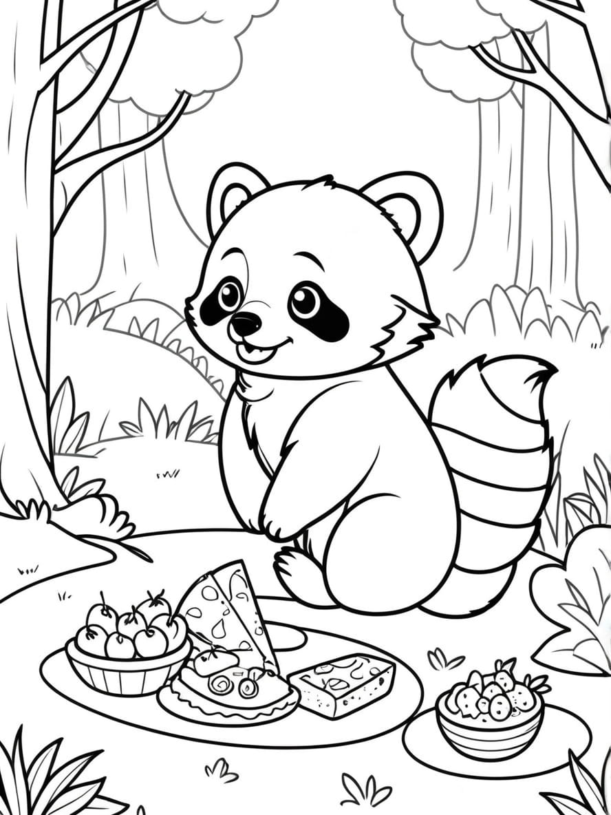 Coloriage Nique Nique Avec Le Panda Roux