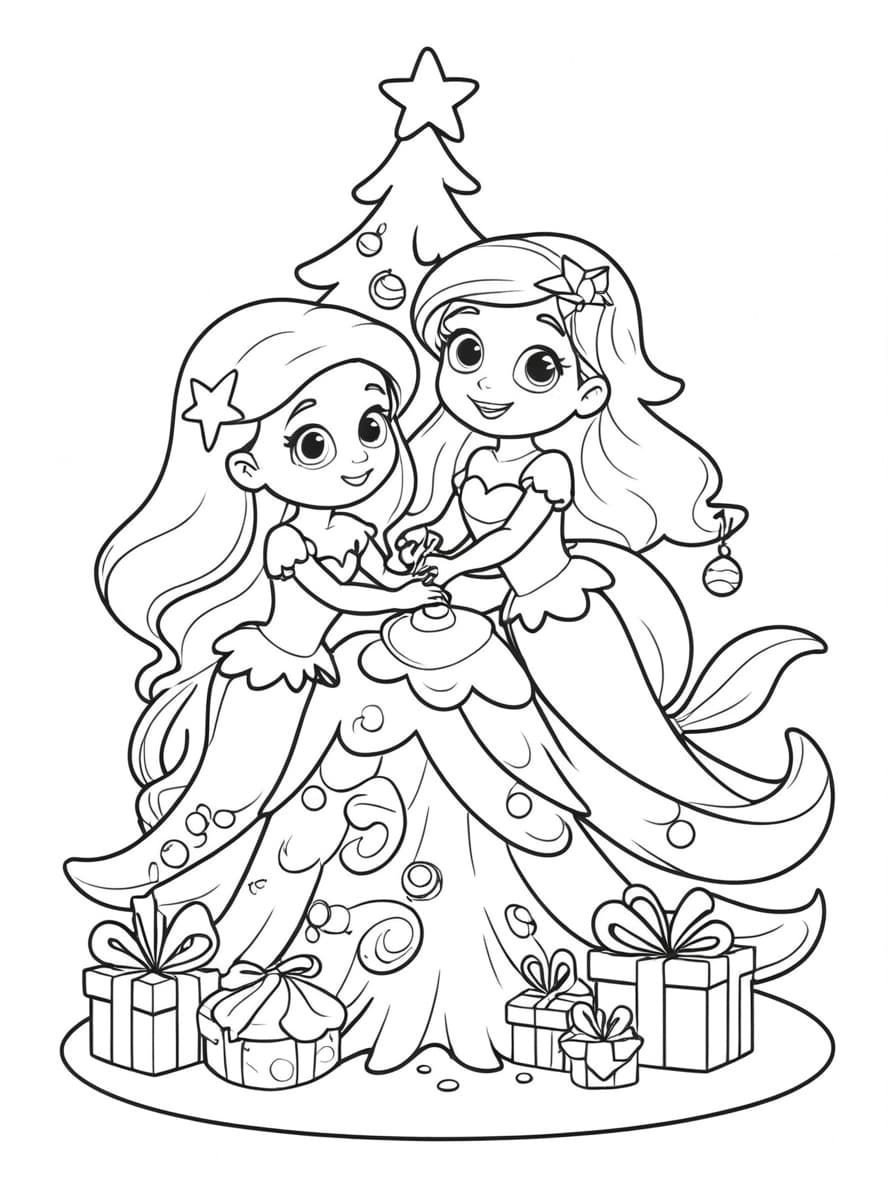 Coloriage Noel Disney Ariel