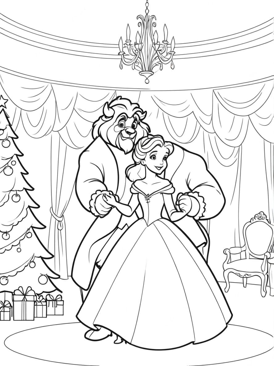 Coloriage Noel Disney Belle Gratuit