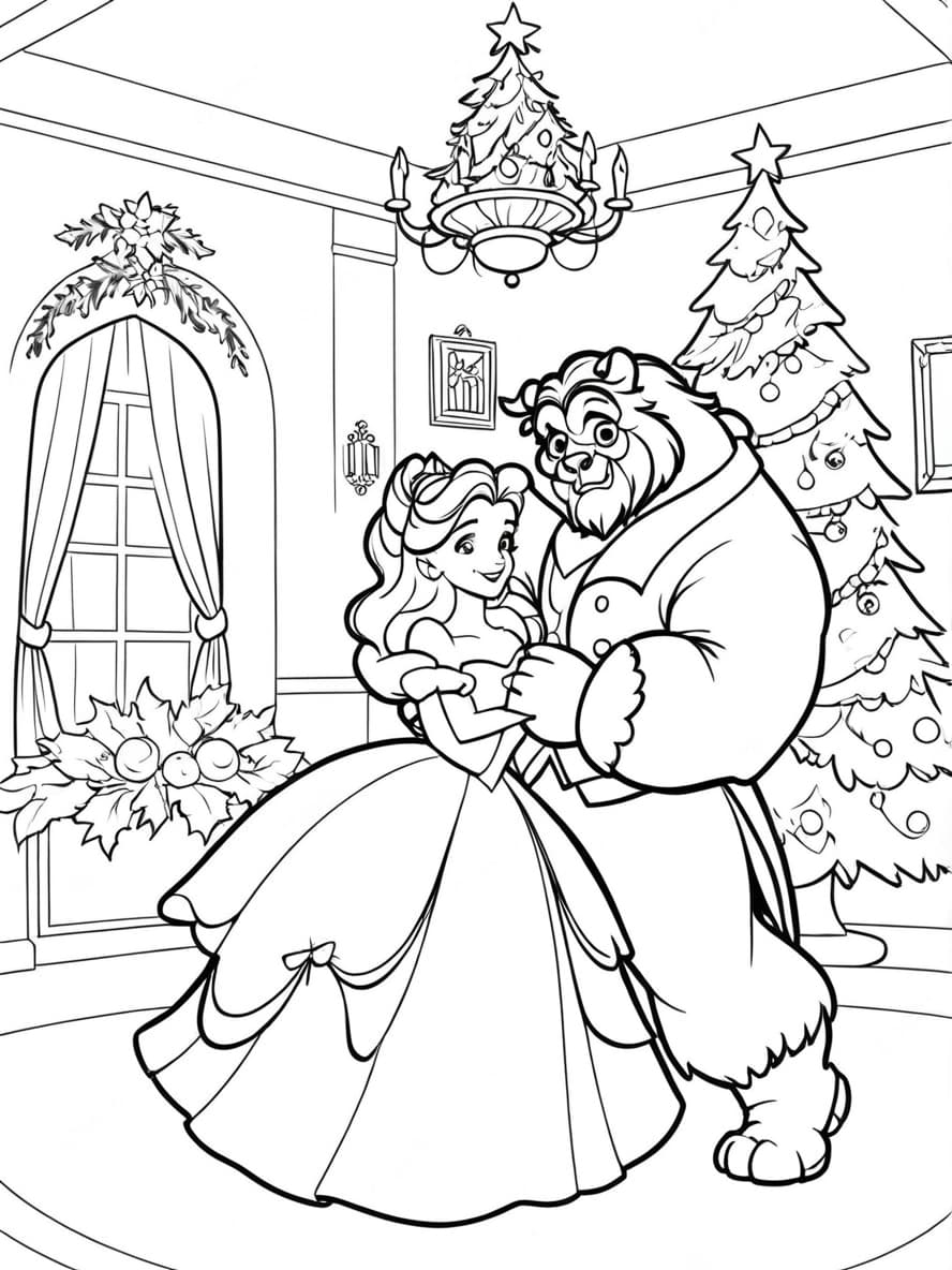 Coloriage Noel Disney Belle