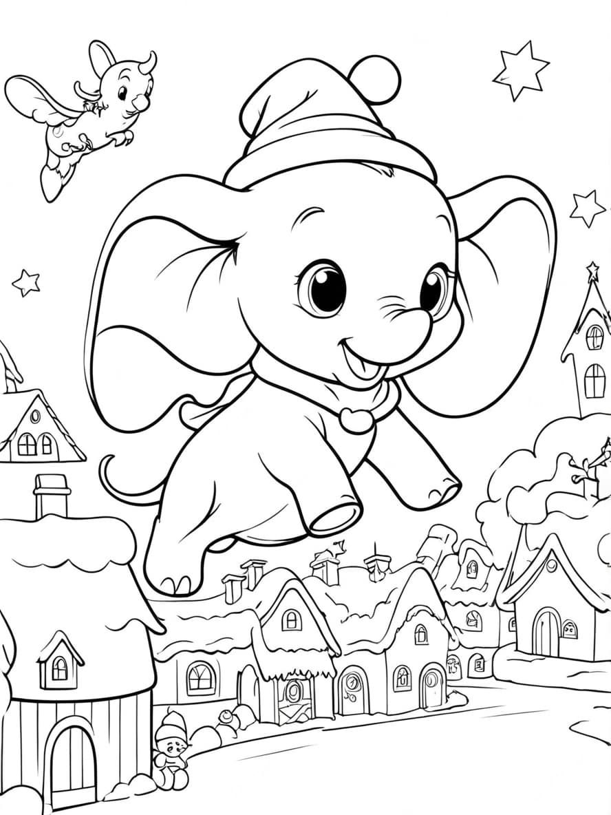 Coloriage Noel Disney Dumbo