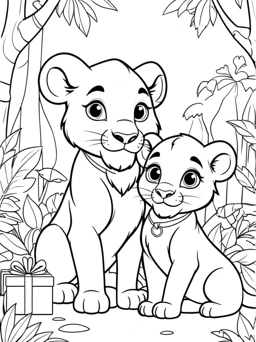 Coloriage Noel Disney Simba Lion