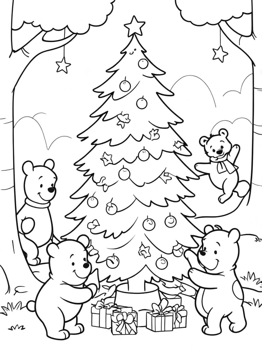 Coloriage Noel Disney Et Sapin