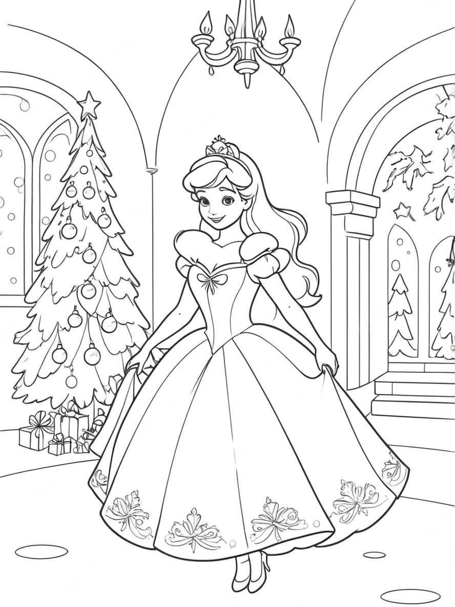 Coloriage Noel Disney Princesse Pour Enfants