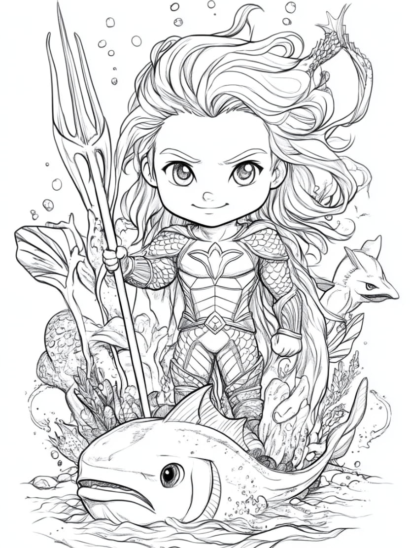 Coloriage Ocean Avec Superheros Marvel