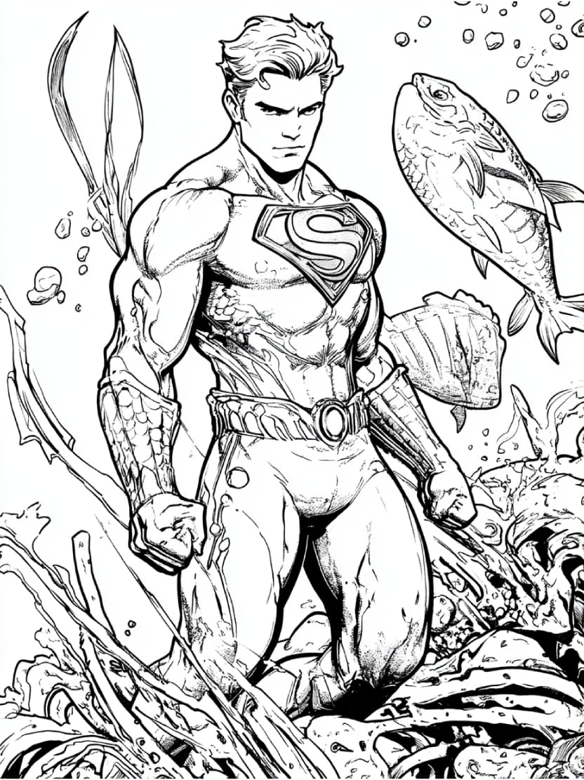 Coloriage Ocean Avec Superheros